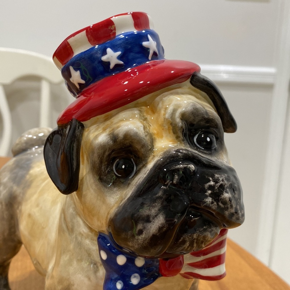 NWOT.  Blue Sky, 4th of July bulldog figurine.